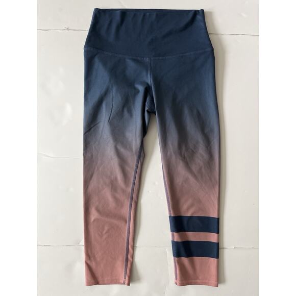 alo Yoga Leggings Women S Blue Pink Ombre Air Brushed Cropped High Waist Sport - Picture 3 of 13